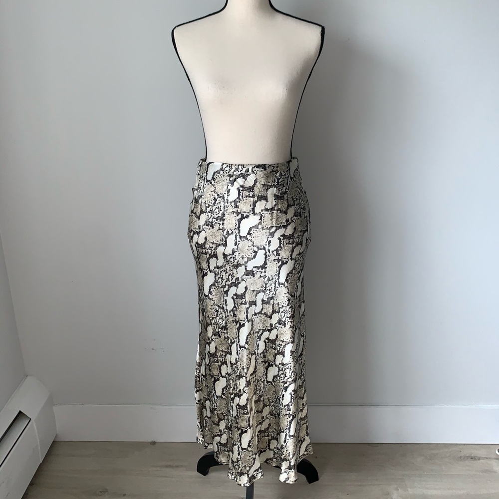 H&M Snake Print Midi Slip Skirt